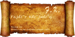 Fejér Kálmán névjegykártya
